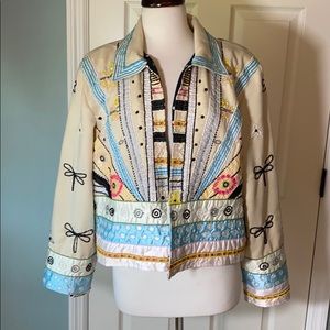 Nwt sandy starkman beaded boho open jacket
